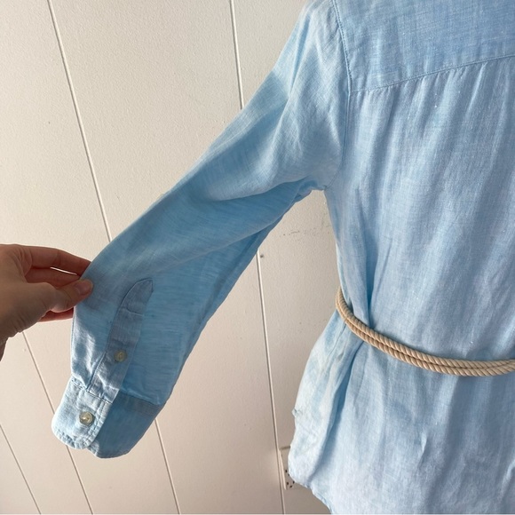 Lauren Ralph Lauren 100% Linen Button Front Tunic Top with Rope Belt Size Small - Picture 13 of 16